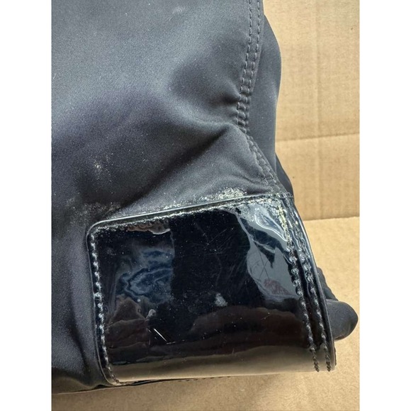 Tory Burch Ella Oversized Logo Patch Recycled Nylon Patent Tote Bag Black Large - Picture 5 of 11